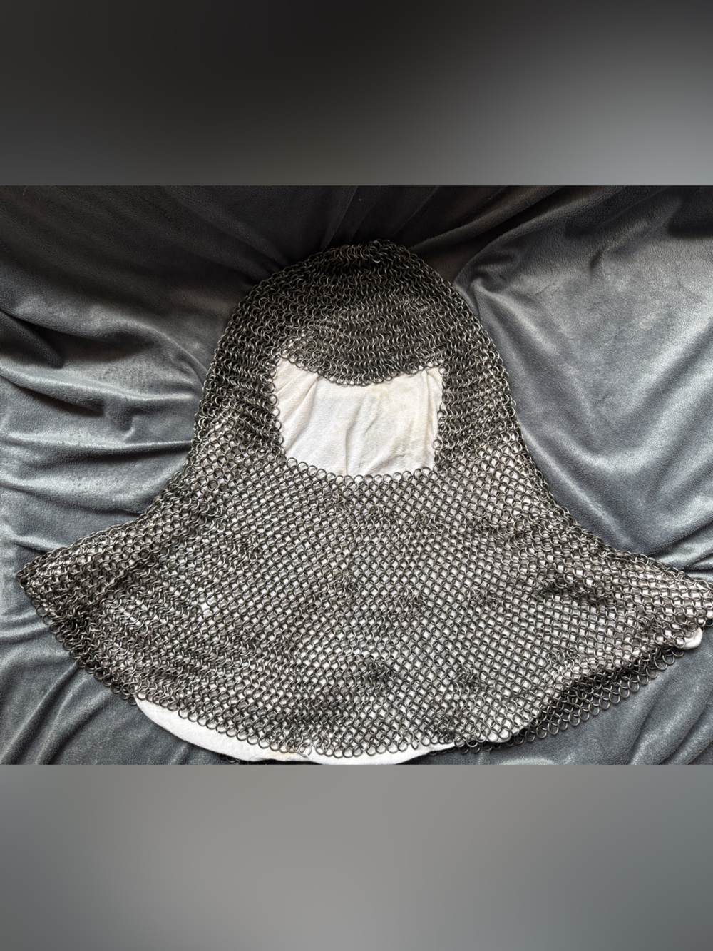 Steel Gray Chainmail-Coif | size:Adult
